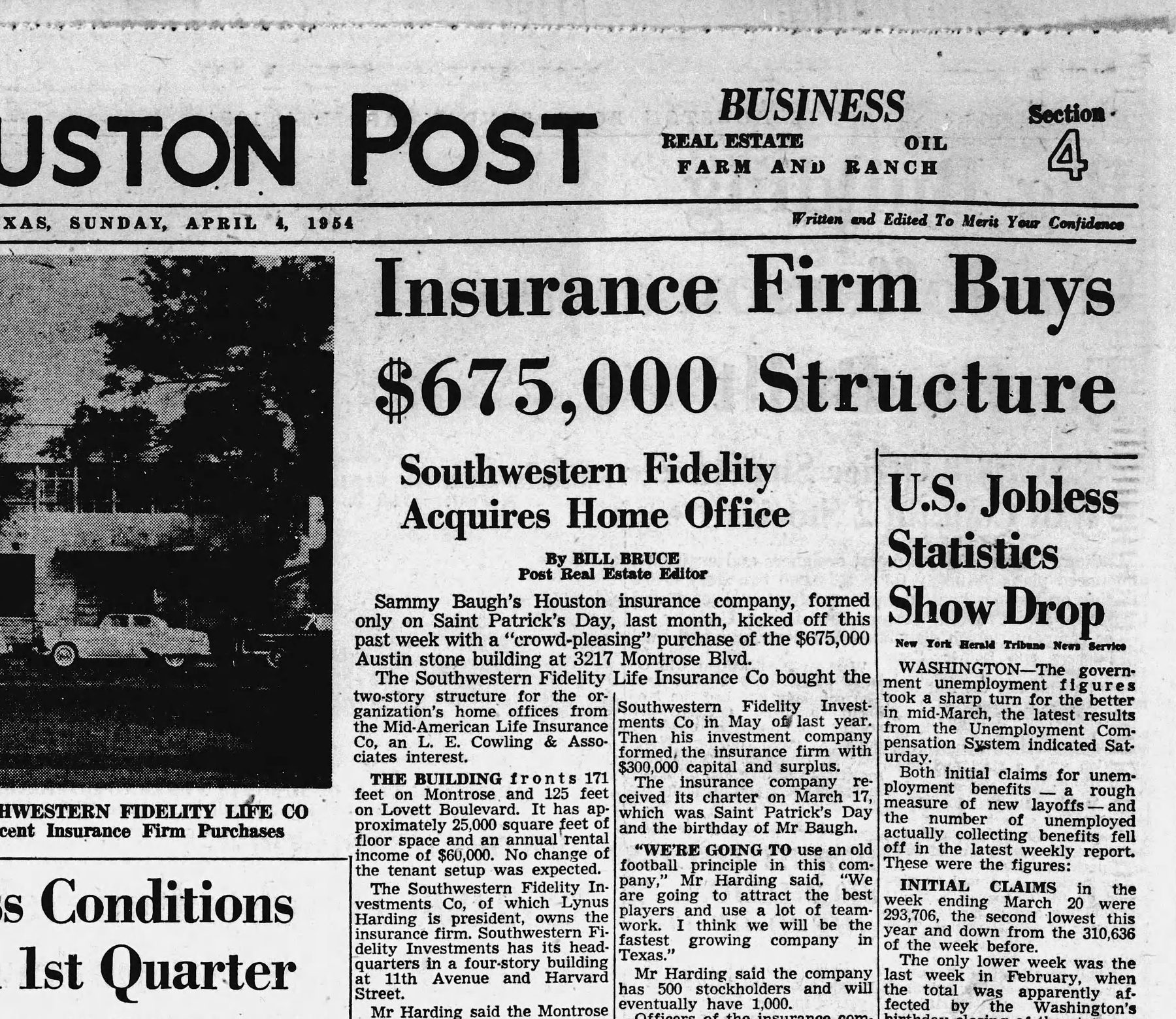 Source clipping for: Sammy Baugh&rsquo;s office was upstairs from the pharmacy